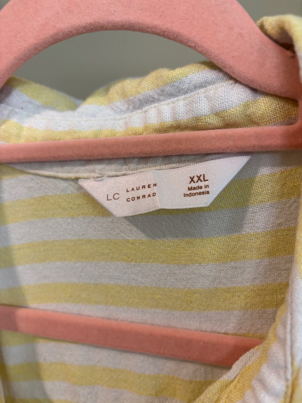 LC Lauren Conrad Yellow and White Striped Button-Up Top - Picture 3 of 3